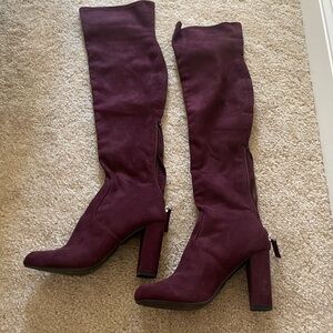NY&C Women’s Suede Burgundy Knee-High Boots
